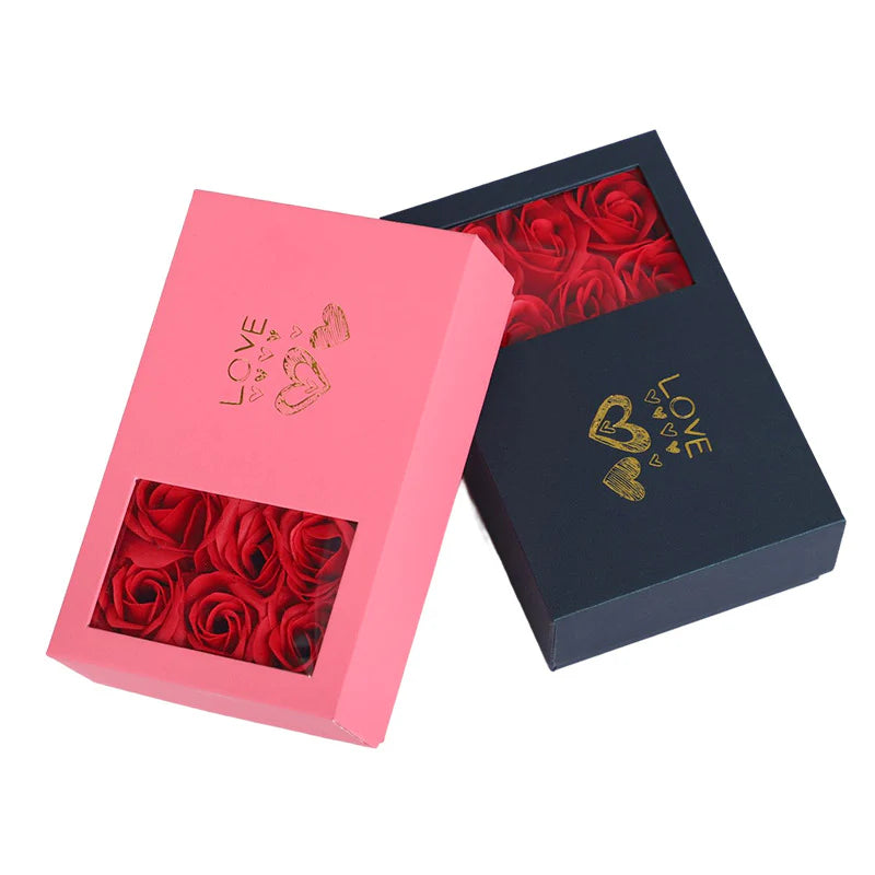 Valentine'S Day Preserved Flower Jewelry Box Heaven and Earth Cover Six Roses Chinese Valentine'S Day Gift Box Ring Box Pendant Necklace Box