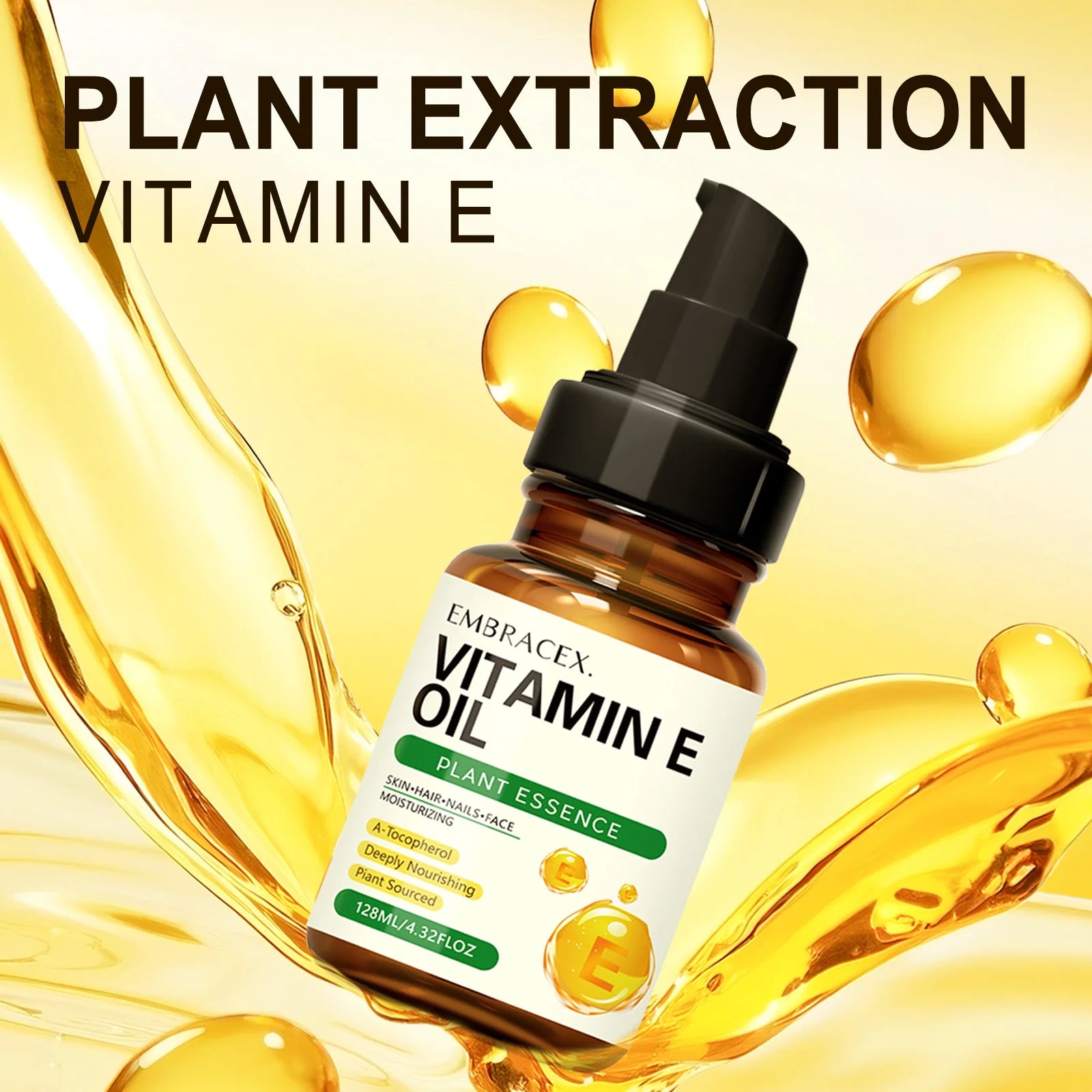 Vitamin E Oil - Natural Essential Oil for Skin, Hair & Nails (128ml)
