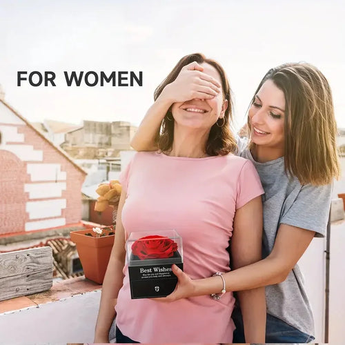 Artificial Flower Box with I Love You Necklace