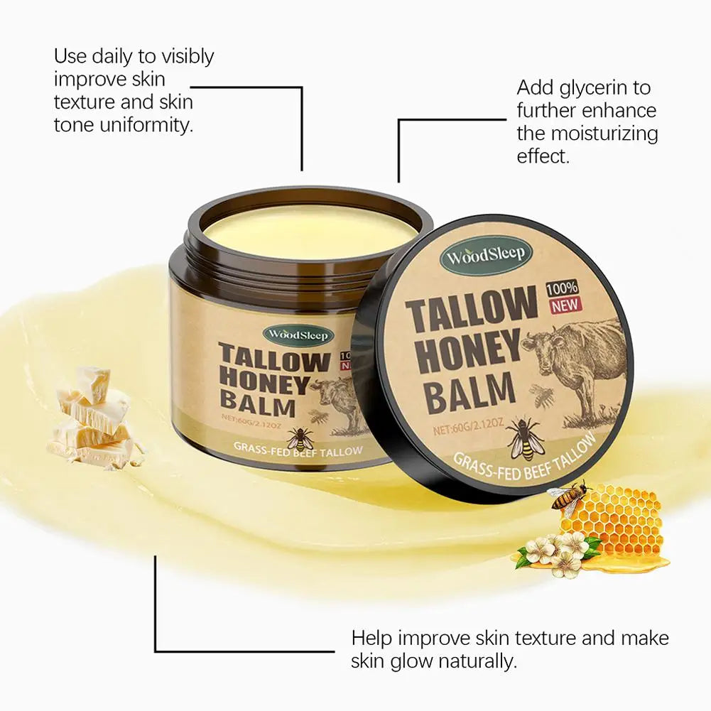 Whipped Beef Tallow Honey Balm - Moisturizing Face & Body Cream