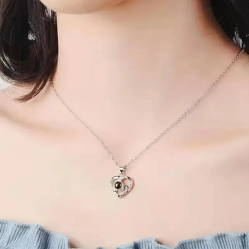 Artificial Flower Box with I Love You Necklace