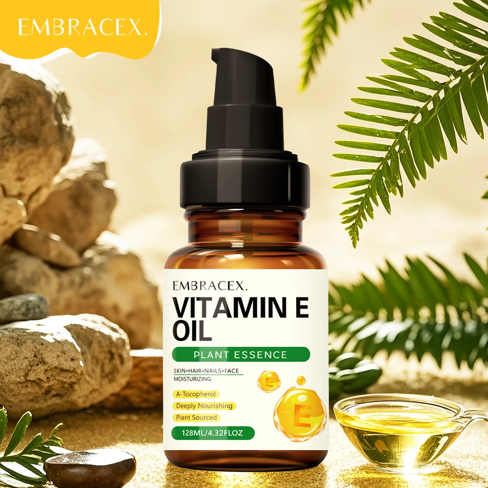 Vitamin E Oil - Natural Essential Oil for Skin, Hair & Nails (128ml)